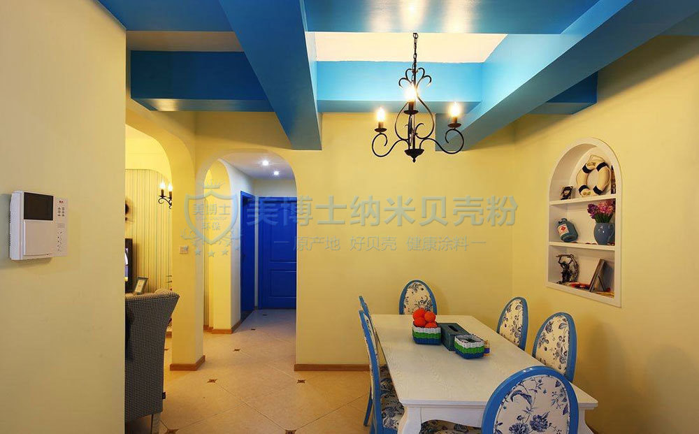美博士贝壳粉地中海风格-餐厅装修效果图